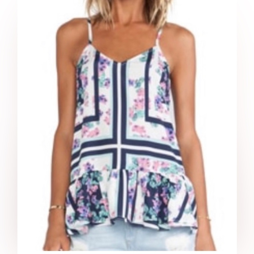 Lovers and Friends Floral Fade Into You Tank Top Peplum Shirt Size Medium